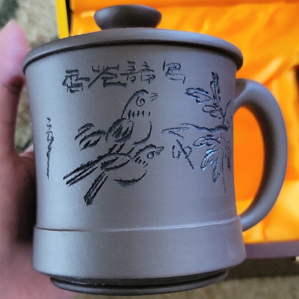 Set Of 2 Elegant Clay Mug with Aisan Artistic Design